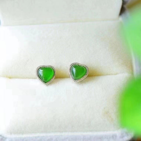 Anting-anting Jasper 925 hias perak Ukuran 8 * 8mm Giok halus dan hangat, sederhana dan modis, sudah termasuk pajak pengiriman