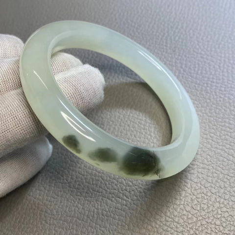 Gelang Giok Cui Giok alami Giok baik-baik saja Ukuran 59-61mm Lebar 12mm Giok semuanya terjadi secara alami Pola acak Termasuk ongkos kirim dan pajak