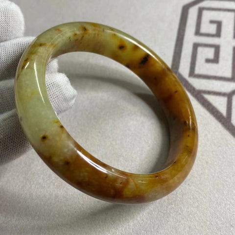 Gelang Giok Batu Giok Bunga Cui Giok Gelang Giok Spiritual Warna-warni Alami Ukuran 58-60mm Lebar 14.4mm Batu giok terbentuk secara alami dan polanya acak Sudah termasuk ongkos kirim dan pajak.