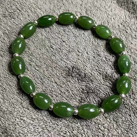 Gelang Hotan Jasper 925 Tatahan Perak Ukuran 10 * 7.5mm Giok halus dan hangat Termasuk ongkos kirim dan pajak.