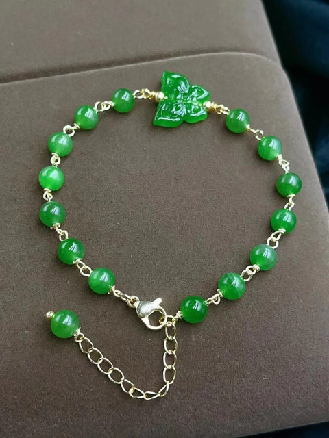 Hotan Jasper 14k Gold Inlay Gelang Manik-manik Giok Bulat Ukuran 6.6 13 * 16mm Termasuk Pajak Pengiriman