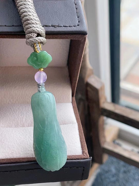 Giok Alam Jadeite a-barang Liontin Kubis Baju Lai Cai Ukuran 43 * 18.4 Tebal 12.7mm Termasuk Pajak Pengiriman