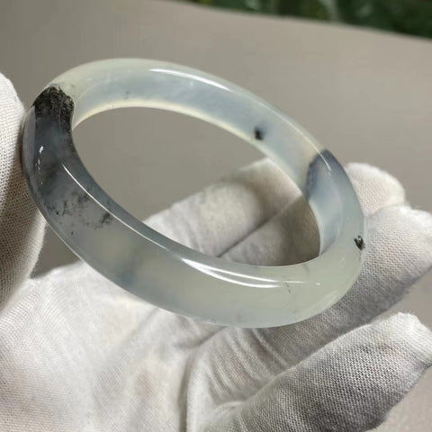 Gelang Tinta Giok Cui Giok Alami di Atas Es Ukuran 59-61mm 12mm Sudah termasuk pajak pengiriman.