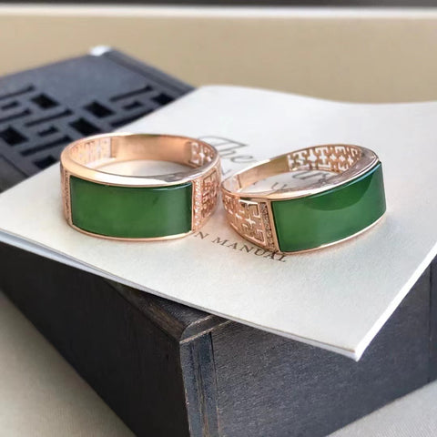 Cincin Jasper dari emas mawar 18 karat dengan berlian Ukuran 7 * 16mm Ukuran 18-23mm tersedia Pengiriman dan pajak sudah termasuk!