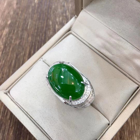 Set Cincin Pria Jasper Halus dalam Gaya Perak 925 Sederhana dan elegan Ukuran 13 * 18mm Bezel yang Dapat Disesuaikan Termasuk Pengiriman dan Pajak