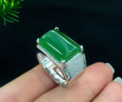 S925 Perak dengan Cincin Pria Hotan Jasper Ukuran: 10 x 14mm Persegi Gaya: Bergaya dan bergaya di tangan Tidak ada kegelapan, tidak ada retakan, hangat dan halus...