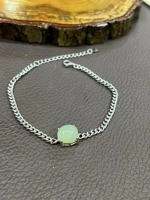 Gelang Giok Hematit Alami 925 Gelang Giok Tatahan Perak bersih dan halus Termasuk pajak pengiriman.