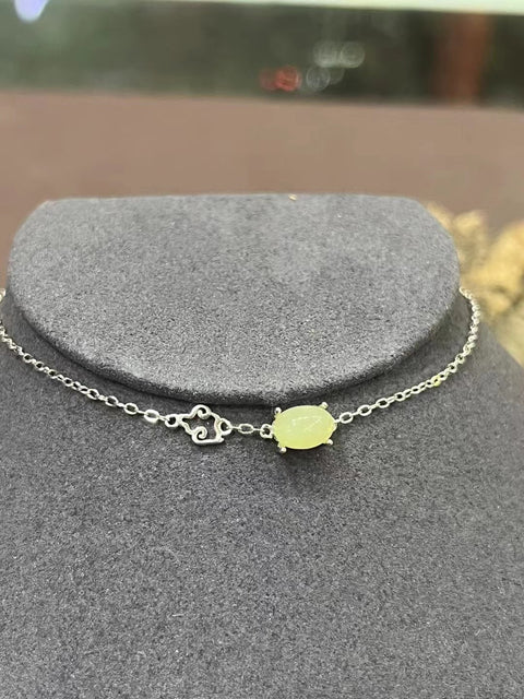 Gelang Giok Tua Kuning dan Putih Alami Ukuran 6.9 * 5.5mm Sudah termasuk pajak pengiriman!