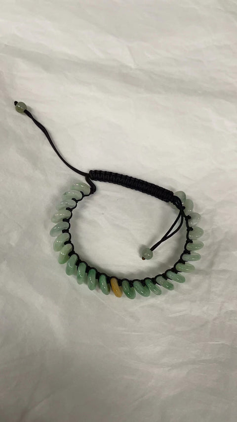 Gelang Gelang Perdamaian Gelang Tiga Warna Jadeite Alami, tenunan tangan, panjang dapat disesuaikan, Diameter Gelang Perdamaian 8,5 mm Termasuk Pajak Pengiriman