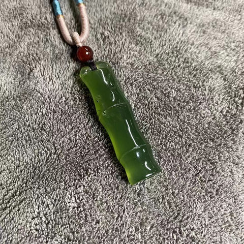 Bamboo Peace: Liontin Hijau Penuh Giok Cui Giok Alami dengan Bagian Bambu 🎍, Bagian yang Lebih Tinggi dan Lebih Tinggi, Ukuran: 46✖️12.6 Sudah Termasuk Pajak Pengiriman
