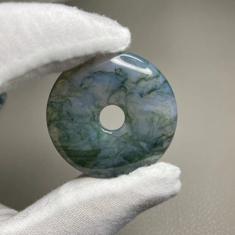 Tombol perdamaian selada air halus alami, pola selada air alami, tanpa lubang tali, pola batu akik alami, ukuran: 40mm Termasuk pajak pengiriman