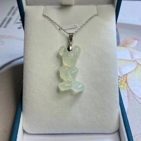Liontin Mickey Es Giok Cui Jade Alami yang terbuat dari perak 925 Ukuran 30 * 15mm Sudah termasuk ongkos kirim dan pajak.