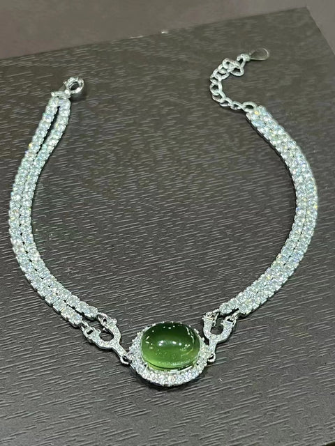 Set Kalung Giok Alami dari 925 Perak Giok bersih, halus dan hangat Termasuk ongkos kirim dan pajak Termasuk ongkos kirim dan pajak