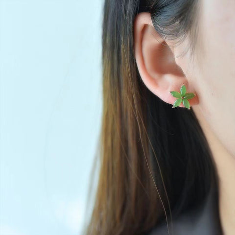 Anting-anting Pop Jasper Giok Hetian Alami Desain khusus 925 perak dengan pengaturan giok halus dan hangat Termasuk pajak pengiriman