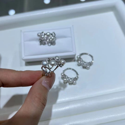 Cincin mutiara dengan mutiara air tawar alami, kulit penuh, pengaturan perak 925, gaya sederhana, sudah termasuk pajak pengiriman.
