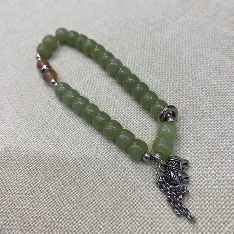 Gelang Giok Hetian Fine Hetian - manik-manik tipe lama, giok halus, dengan aksesoris halus, ukuran: 6✖️7mm Termasuk pajak pengiriman