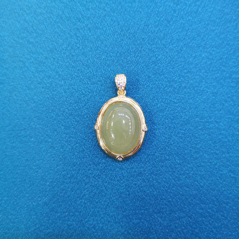 Kalung Giok Hetian Giok Kuning berbentuk Telur Ukuran 12 x 16mm Giok bersih, halus dan hangat, gayanya sederhana dan elegan, sudah termasuk pajak pengiriman.