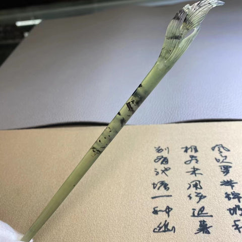 Jepit Rambut Hijau Tua Cui Jade Hijau Tua Tinta Alami Panjang Percikan Tinta 185mm Sudah Termasuk Pajak Pengiriman