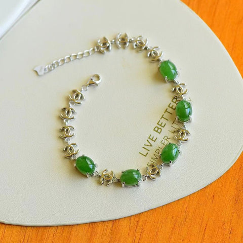 Gelang Giok Jasper Alami Ukuran 7 * 9mm Kualitas giok halus dan hangat Gaya giok sangat indah dan murah hati Pajak pengiriman sudah termasuk.