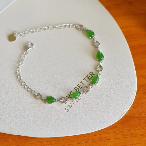Gelang Gelang Giok Giok Hetian Alami Ukuran 5 * 6mm Ditata dengan indah dan mudah dipakai Termasuk pajak pengiriman