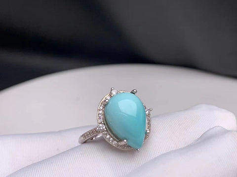 Cincin wanita pirus mentah 925 pengaturan perak perak tinggi keramik langit biru langit hijau bahan jeli bahan bahan hangat halus sudah termasuk pajak pengiriman