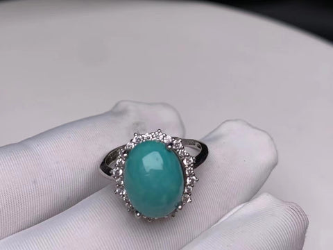 Cincin wanita pirus mentah 925 pengaturan perak perak tinggi keramik langit biru langit hijau bahan jeli bahan bahan hangat halus sudah termasuk pajak pengiriman