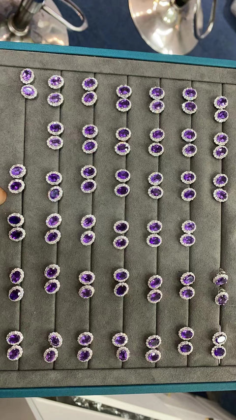 Set Anting Kecubung dengan Gaya Perak S925 Sederhana dan Halus Termasuk Ongkos Kirim dan Pajak