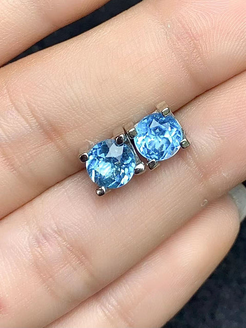 Anting Pejantan Topaz S925 Gaya Pengaturan Perak Sederhana Sudah termasuk pajak pengiriman