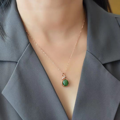 Kalung Hotan Jasper 925 Warna-warni Perak Ukuran 9 * 11mm Termasuk pajak pengiriman.