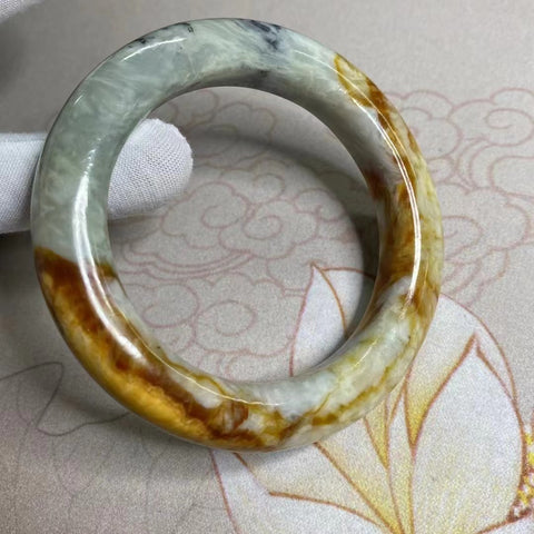 Gelang Giok Batu Giok Bunga Cui Giok Alami Ukuran 57-59mm Lebar Sisi 12.2mm Batu giok terbentuk secara alami dan polanya acak Sudah termasuk ongkos kirim dan pajak.