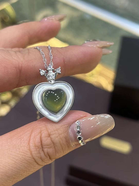 Liontin Bunda Mutiara Bertatahkan Perak Giok Es Es Hijau Bertatahkan Perak! Ukuran telur 9,7 mm, batu giok yang bersih dan halus, sudah termasuk pajak pengiriman.