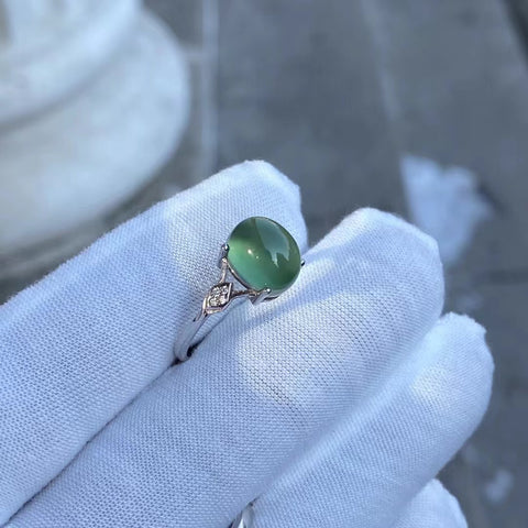 Set Cincin Wanita Bahan Giok Alam 180 dari 925 Perak Ukuran 8 * 10mm Termasuk ongkos kirim dan pajak.