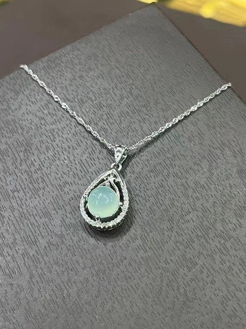 Kalung Giok Surgawi dari Perak 925 Ukuran 9mm Termasuk Ongkos Kirim & Pajak