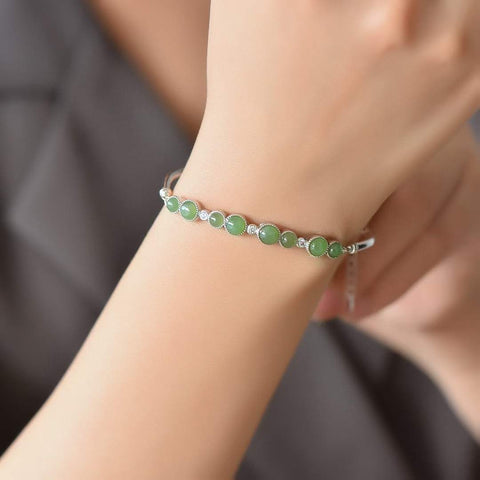 925 Perak dengan Gelang Zirkonia Labu Telur Hotan Jasper Gelang Zirkonia👉Gelang Baru dan Giok Unik yang Hangat dan Halus Efek Memakai yang Menawan dan Menarik Sudah Termasuk Pajak Pengiriman
