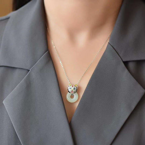 925 Perak dengan Cincin Damai Giok Hetian Giok Cincin Keberuntungan Naga Enamel Liontin👉Giant Giok gaya baru dan unik yang hangat dan lembut untuk dipakai menarik perhatian dan cerah Sudah termasuk ongkos kirim dan pajak
