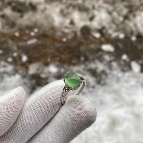 Set Cincin Wanita Bahan Giok Alam 180 dari 925 Perak Ukuran 8 * 10mm Termasuk ongkos kirim dan pajak.