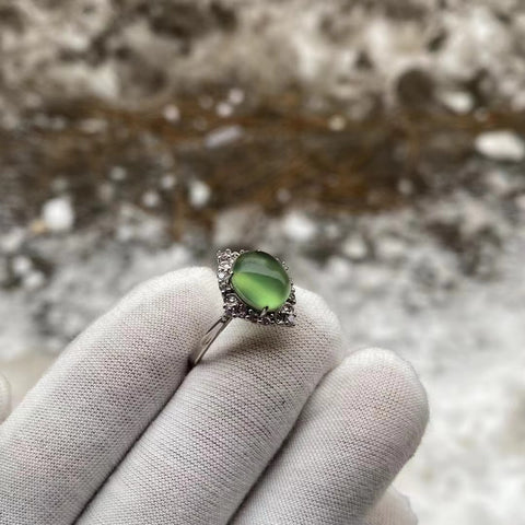 Set Cincin Wanita Bahan Giok Alam 180 dari 925 Perak Ukuran 8 * 10mm Termasuk ongkos kirim dan pajak.