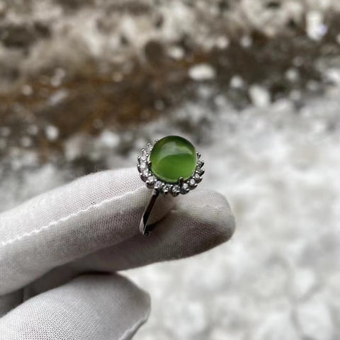 Set Cincin Wanita Bahan Giok Alam 180 dari 925 Perak Ukuran 8 * 10mm Termasuk ongkos kirim dan pajak.