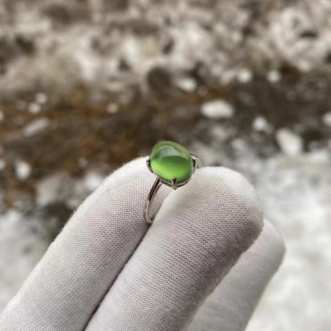 Set Cincin Wanita Bahan Giok Alam 180 dari 925 Perak Ukuran 8 * 10mm Termasuk ongkos kirim dan pajak.