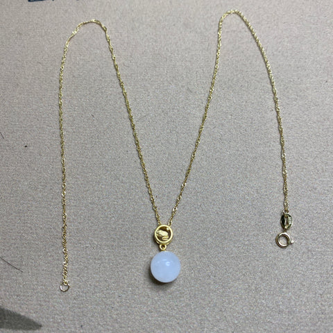 Manik-manik transfer: kalung tulang selangka giok Hetian yang sangat indah, jepitan perak 925, ukuran: 10mm sudah termasuk pajak pengiriman