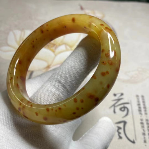 Gelang Gelang Batu Giok Giok Cui Bunga Giok Alami Ukuran 59-61mm Lebar Samping 15.3mm Ukuran 60.4mm Batu Giok Giok secara alami Pola Bunga Acak Sudah termasuk pajak pengiriman.