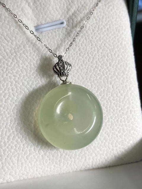 Kalung Jepitan Perdamaian Giok Alami 925 Perak Ukuran 22 * 10mm Sudah termasuk pajak pengiriman.