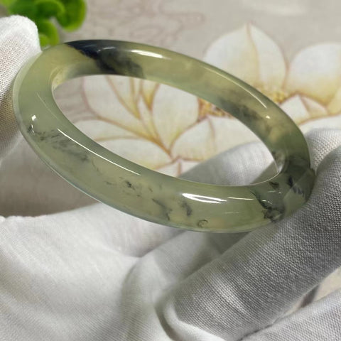 Gelang Lukisan Pemandangan Alam Cui Giok Alami Ukuran 57-59mm Ukuran 58.2mm Lebar Sisi 10mm Giok terjadi secara alami Pola acak termasuk pajak pengiriman