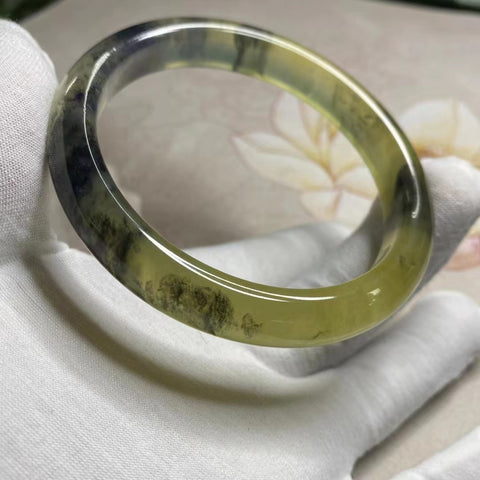 Gelang Lukisan Pemandangan Alam Cui Giok Giok Alami Ukuran 63-65mm Ukuran 64.5mm Lebar Sisi 11.8mm Giok terjadi secara alami Pola acak Pajak Pengiriman Sudah Termasuk