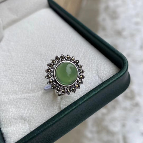 Set Cincin Giok Alami 180 Cincin yang Dapat Disesuaikan dari 925 Perak Ukuran 10mm Termasuk Pengiriman & Pajak