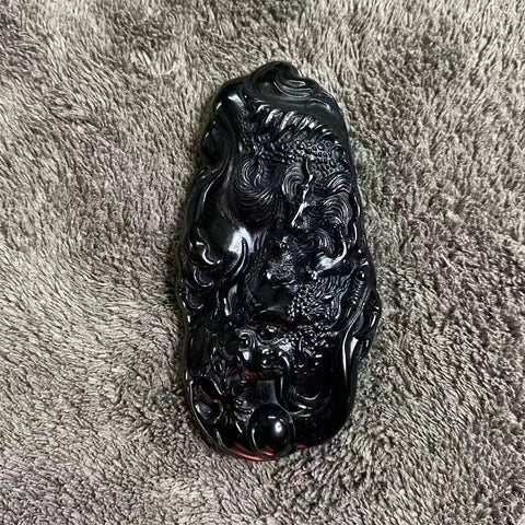 Batu giok Cui alami dari bahan tua, batu giok halus dan hangat, naga mekar penuh, proses dua sisi, ukuran 62 * 30mm, termasuk pengiriman dan pajak.