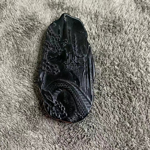 Batu giok Cui alami dari bahan tua, batu giok halus dan hangat, naga mekar penuh, proses dua sisi, ukuran 62 * 30mm, termasuk pengiriman dan pajak.