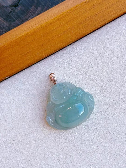 Kalung Buddha Es Batu Giok Alami & nbsp; Ukuran 20 * 22.2 * 6mm & nbsp; Kualitas batu giok bersih dan halus, tidak ada kotoran dan tidak ada retakan Pajak pengiriman sudah termasuk.