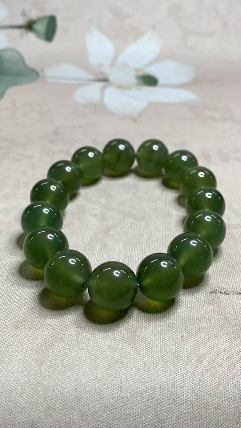 Batu giok Xiuyan 180 berkualitas tinggi — gelang tangan, spesifikasi: 14mm, warna hijau Termasuk biaya pengiriman dan pajak