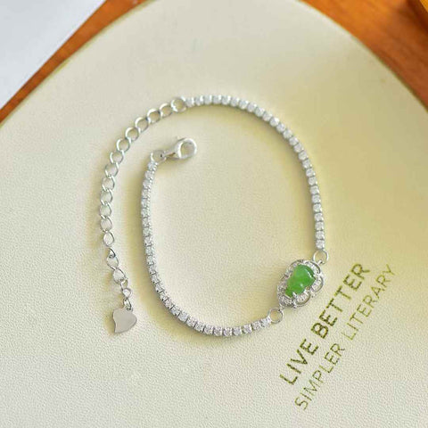 16014 S925 Perak Bertahtakan Hetian Jade Jasper Gelang Labu Batu Lepas: 5×7 Termasuk Ongkos Kirim dan Pajak